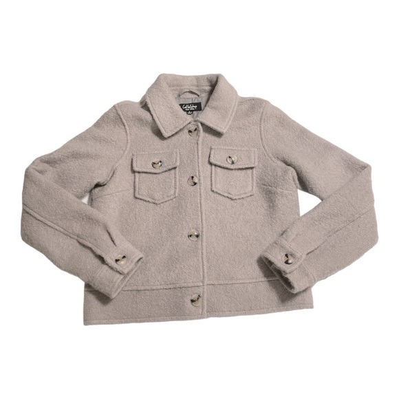 Junior's Coffee Shop Faux Wool Trucker Jacket size S - Picture 5 of 13